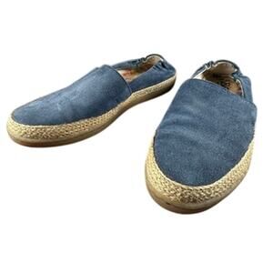 Born Castries Espadrille Flats Blue Suede Leather Slip-On Comfort Shoes 6M
